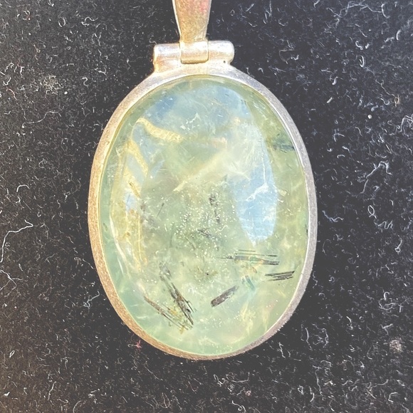 SUPERB GREEN PRENITE! PENDANT Sterling Silver 925 - Picture 3 of 7